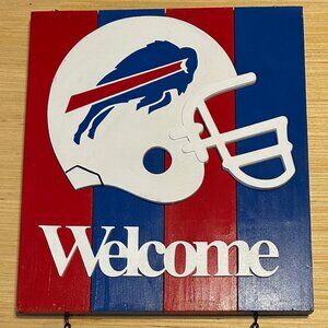 BUFFALO BILLS Helmet "Welcome Sign" 3D Wood Decor Sign, "New"